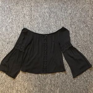 Black Off the Shoulder Crop Top
